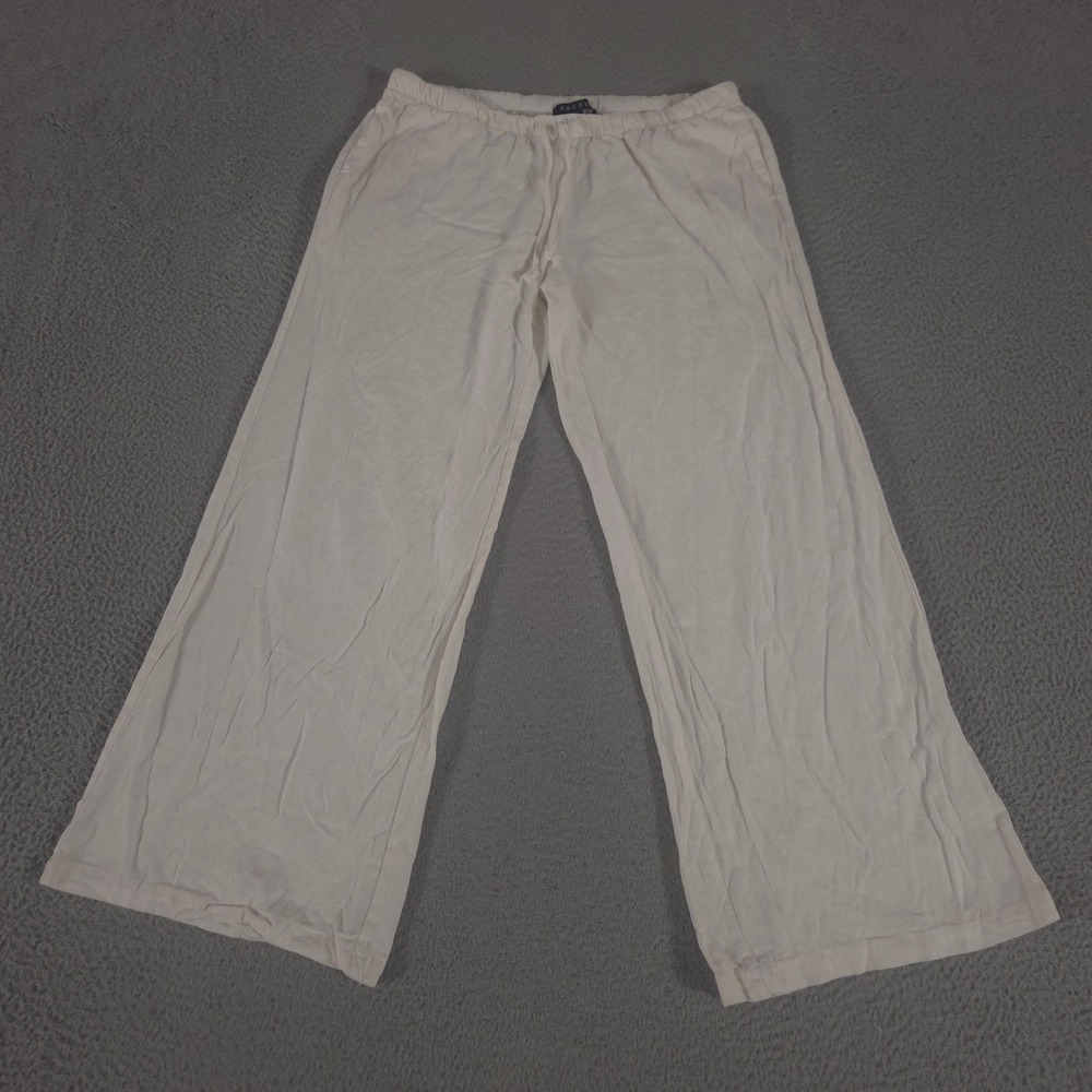 PacSun Pants Womens Large White Alisa Linen Pull-On Baggy Wide Leg Linen Blend